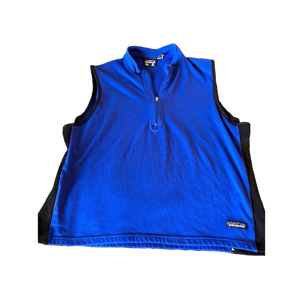 Patagonia Polartec R 1/4 Zip Fleece Vest Mens XL Blue Black Made in USA